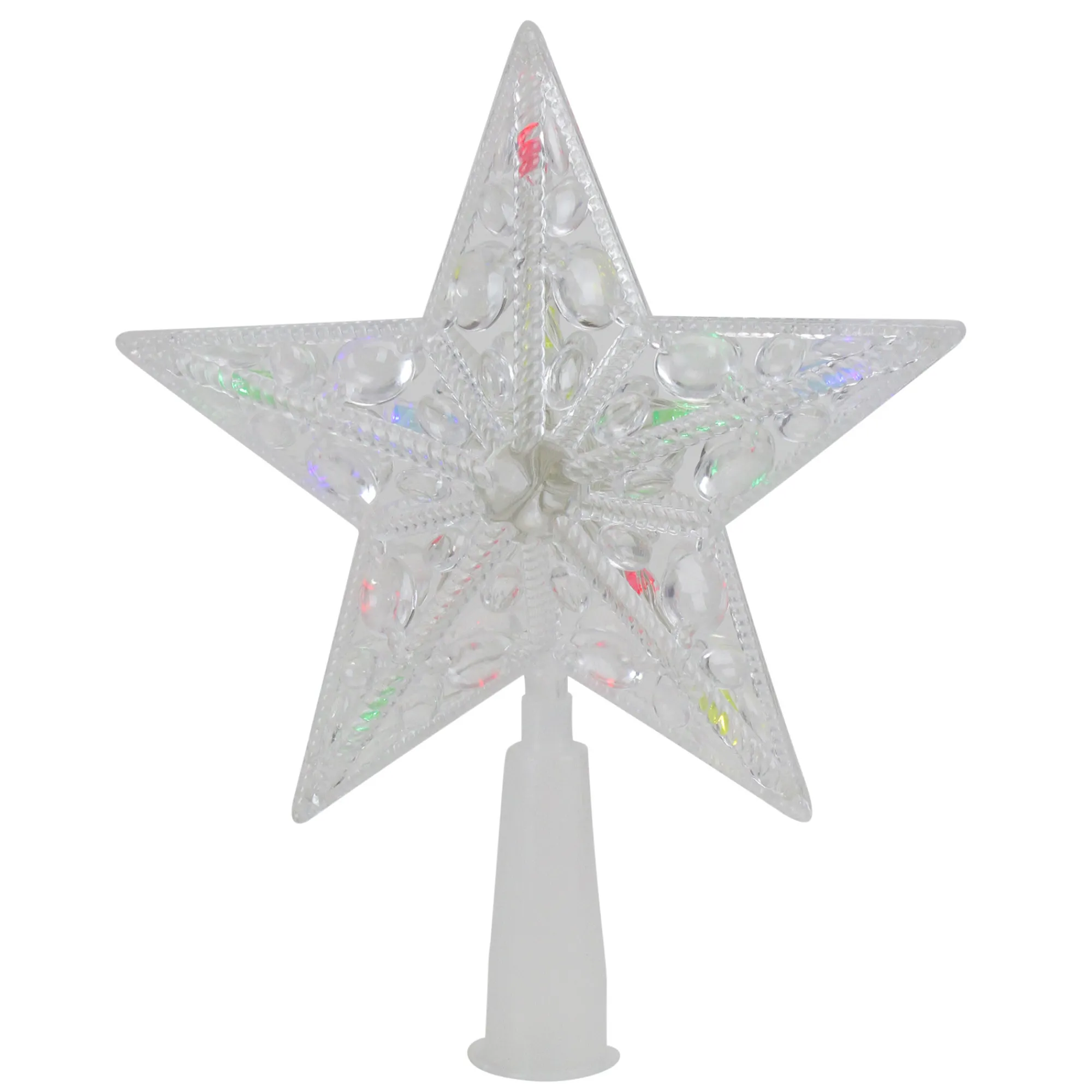 Northlight Stars-7.5" Pre-Lit Clear Jeweled Star Battery Operated Christmas Tree Topper - Multicolor Lights