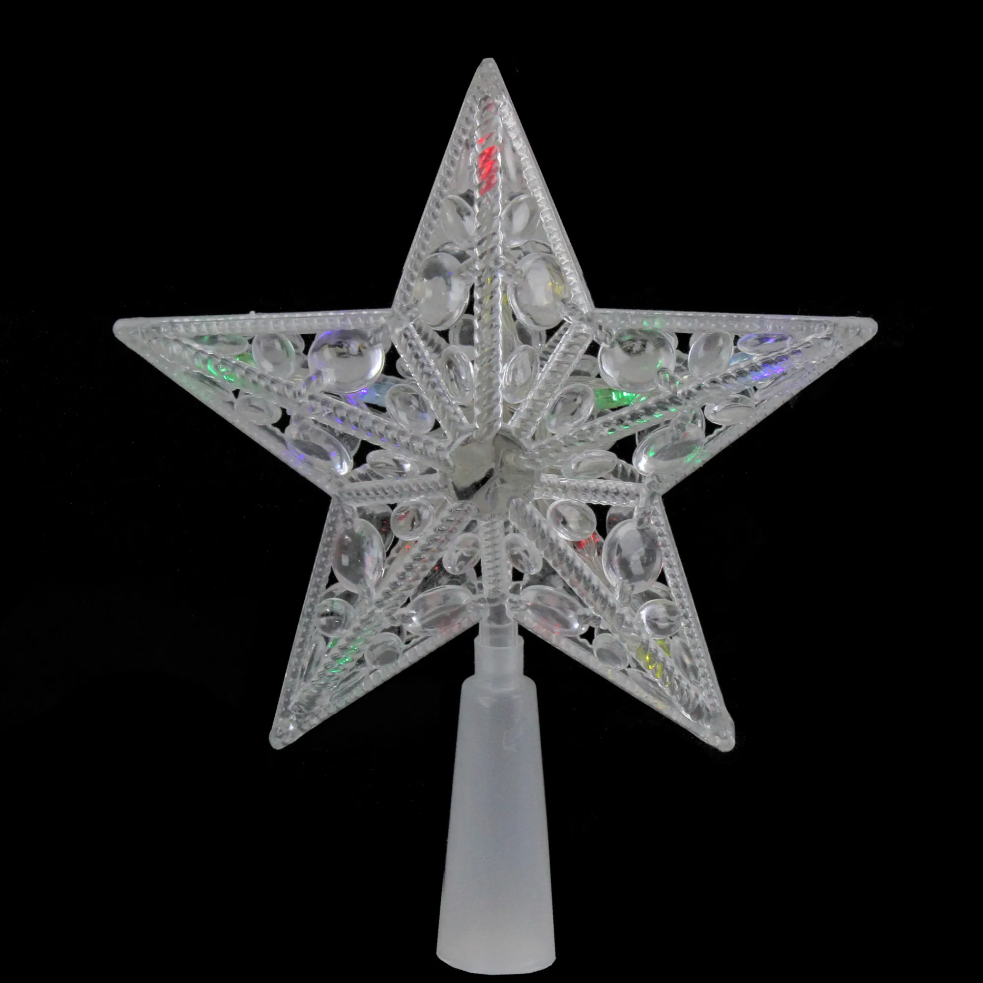 Northlight Stars-7.5" Pre-Lit Clear Jeweled Star Battery Operated Christmas Tree Topper - Multicolor Lights