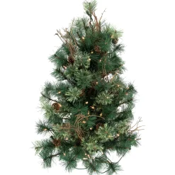 Northlight Wall Trees-2' Pre-Lit Country Mixed Pine Artificial Christmas Wall Tree - Clear Lights