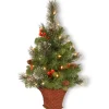 Christmas Central Wall Trees-3' Pre-Lit Crestwood Spruce Artificial Christmas Half Tree, White Led Lights