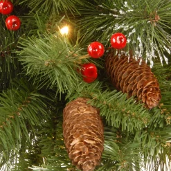Christmas Central Wall Trees-3' Pre-Lit Crestwood Spruce Artificial Christmas Half Tree, White Led Lights