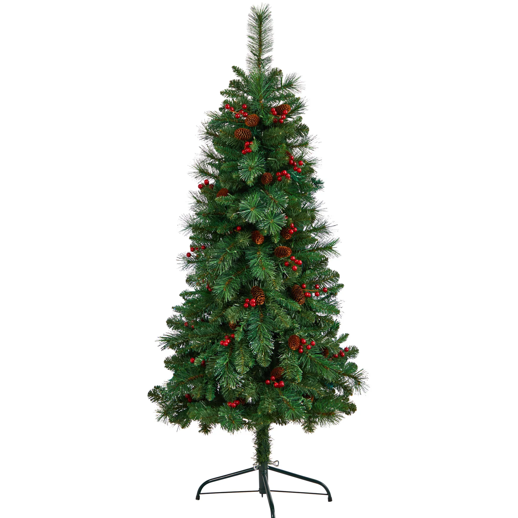 Nearly Natural Wall Trees-5' Pre-Lit Flat Back Montreal Pine Artificial Christmas Wall Tree, Clear Led Lights