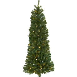 Nearly Natural Wall Trees-4' Pre-Lit Flat Back Pine Artificial Christmas Wall Tree, Clear Led Lights