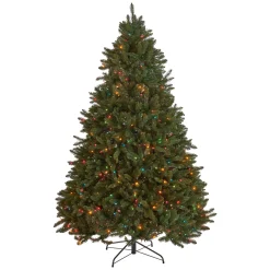 Contemporary Home Living Pre-Lit-7' Pre-Lit Full Norway Spruce Artificial Christmas Tree - Multicolor Lights
