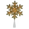 Northlight Snowflake-9" Pre-Lit Gold Snowflake Christmas Tree Topper - Clear Lights