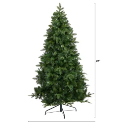 Nearly Natural Wall Trees-6' Pre-Lit Grand Teton Flat Back Artificial Christmas Wall Tree, Warm Clear Led Lights