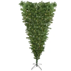 Northlight Upside Down-7.5' Pre-Lit Green Spruce Artificial Upside Down Christmas Tree - Warm White Led Lights