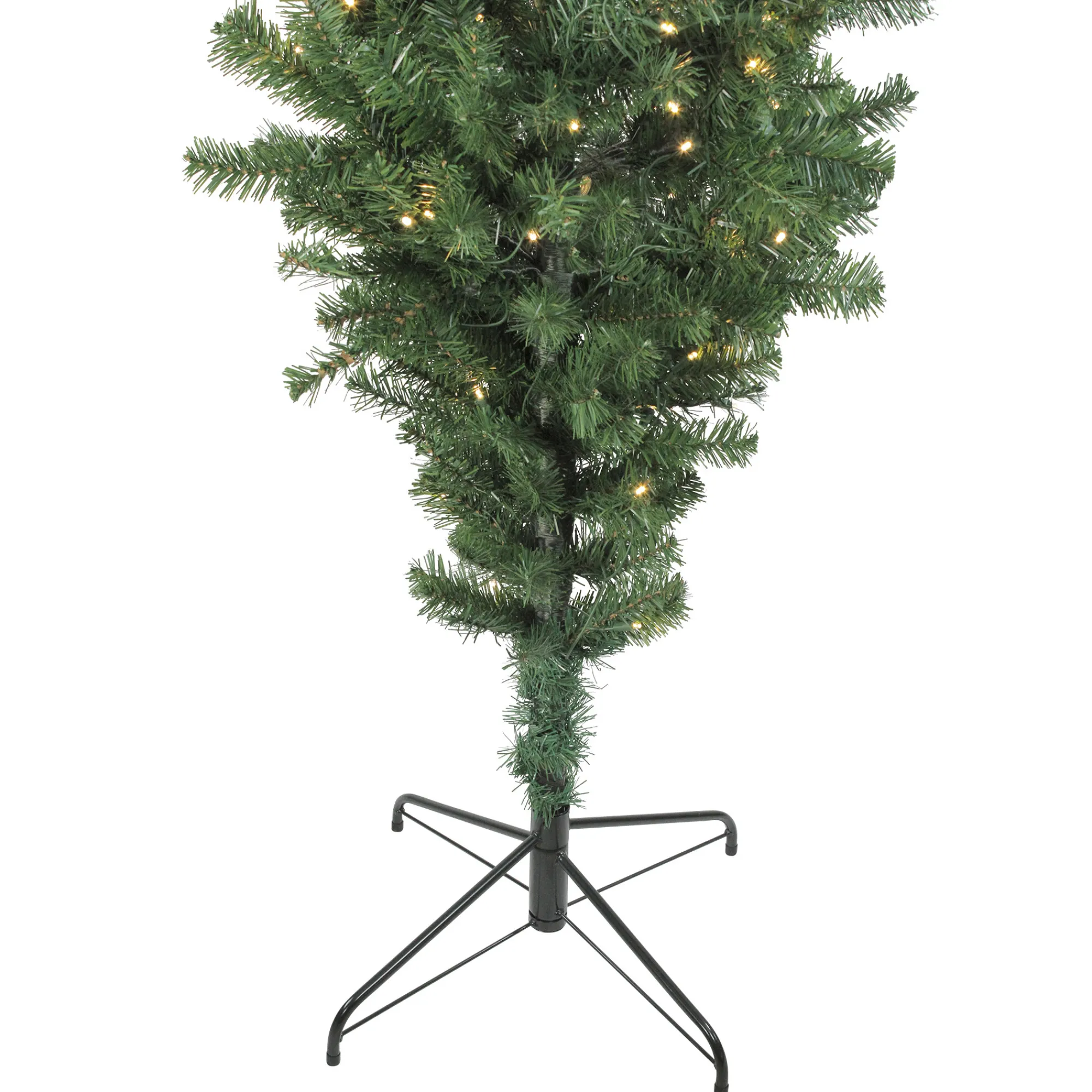 Northlight Upside Down-7.5' Pre-Lit Green Spruce Artificial Upside Down Christmas Tree - Warm White Led Lights