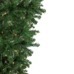 Northlight Upside Down-7.5' Pre-Lit Green Upside Down Spruce Artificial Christmas Tree, Clear Lights