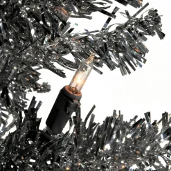 Christmas Central Unlit-4' Pre-Lit Medium Black Tinsel Artificial Christmas Tree - Clear Lights