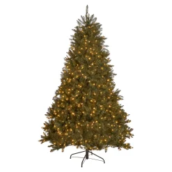 Contemporary Home Living Pre-Lit-9' Pre-Lit Medium Dunhill Fir Artificial Christmas Tree - Clear Lights