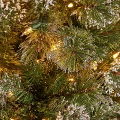 Contemporary Home Living Pre-Lit-7' Pre-Lit Medium Mixed Frosted Spruce Artificial Christmas Tree - Clear Lights