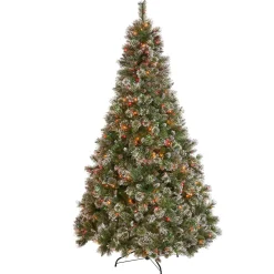 Contemporary Home Living Pre-Lit-7' Pre-Lit Medium Mixed Spruce Artificial Christmas Tree - Multicolor Lights