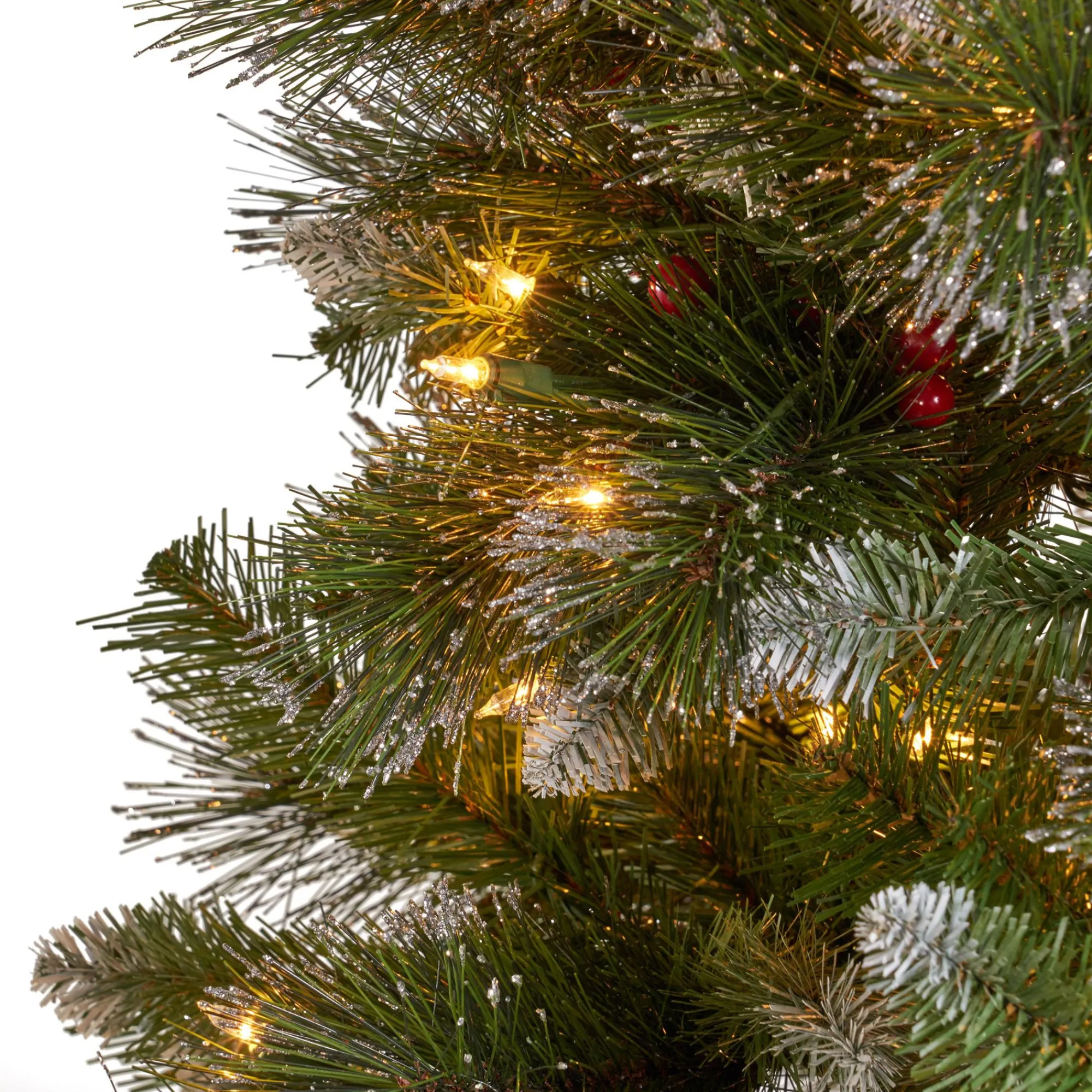 Contemporary Home Living Pre-Lit-9' Pre-Lit Medium Mixed Spruce Artificial Christmas Tree With Glittered Branches - Clear Lights