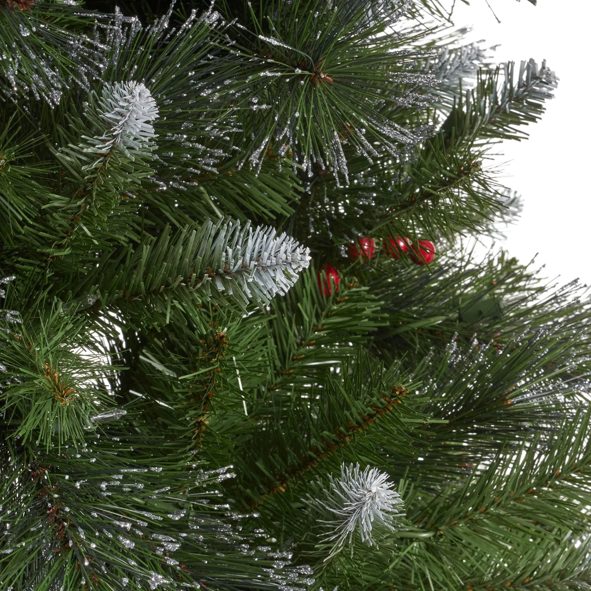 Contemporary Home Living Pre-Lit-9' Pre-Lit Medium Mixed Spruce Artificial Christmas Tree With Glittered Branches - Clear Lights