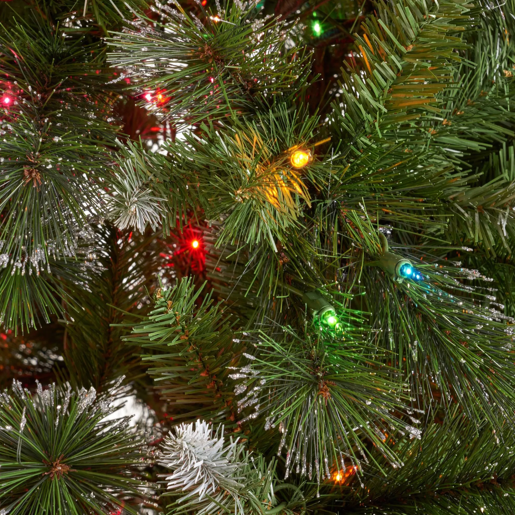 Contemporary Home Living Pre-Lit-9' Pre-Lit Medium Mixed Spruce Artificial Christmas Tree With Glittered Branches - Multicolor Lights