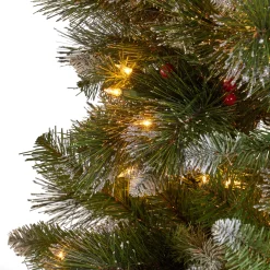 Contemporary Home Living Pre-Lit-7.5' Pre-Lit Medium Mixed Spruce Artificial Christmas Tree With Glittered Branches - Clear Lights