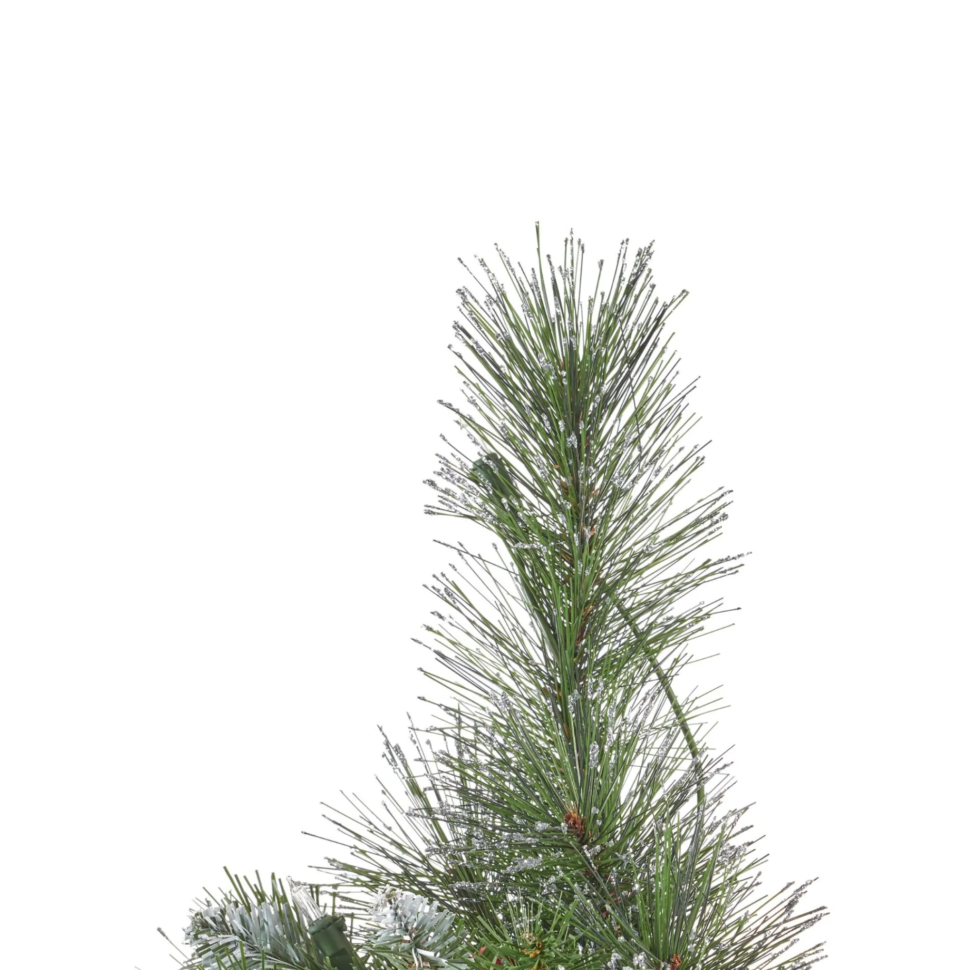 Contemporary Home Living Pre-Lit-7.5' Pre-Lit Medium Mixed Spruce Artificial Christmas Tree With Glittered Branches - Clear Lights