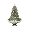 Northlight Snowing-5.5' Pre-Lit Medium Musical Snowing Artificial Christmas Tree With Umbrella Base - Blue Led Lights