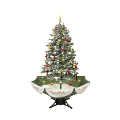 Northlight Snowing-5.5' Pre-Lit Medium Musical Snowing Artificial Christmas Tree With Umbrella Base - Blue Led Lights