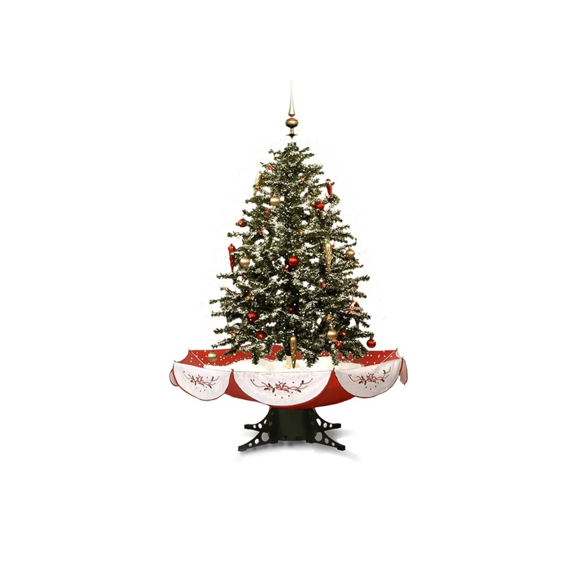 Northlight Snowing-4.5' Pre-Lit Medium Musical Snowing Artificial Christmas Tree With Umbrella Base - Blue Led Lights
