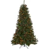 Contemporary Home Living Pre-Lit-7' Pre-Lit Medium Noble Fir Hinged Artificial Christmas Tree - Multicolor Lights