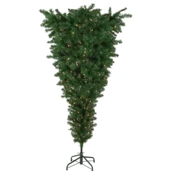 Northlight Upside Down-5.5' Pre-Lit Medium Upside Down Spruce Artificial Christmas Tree, Clear Lights