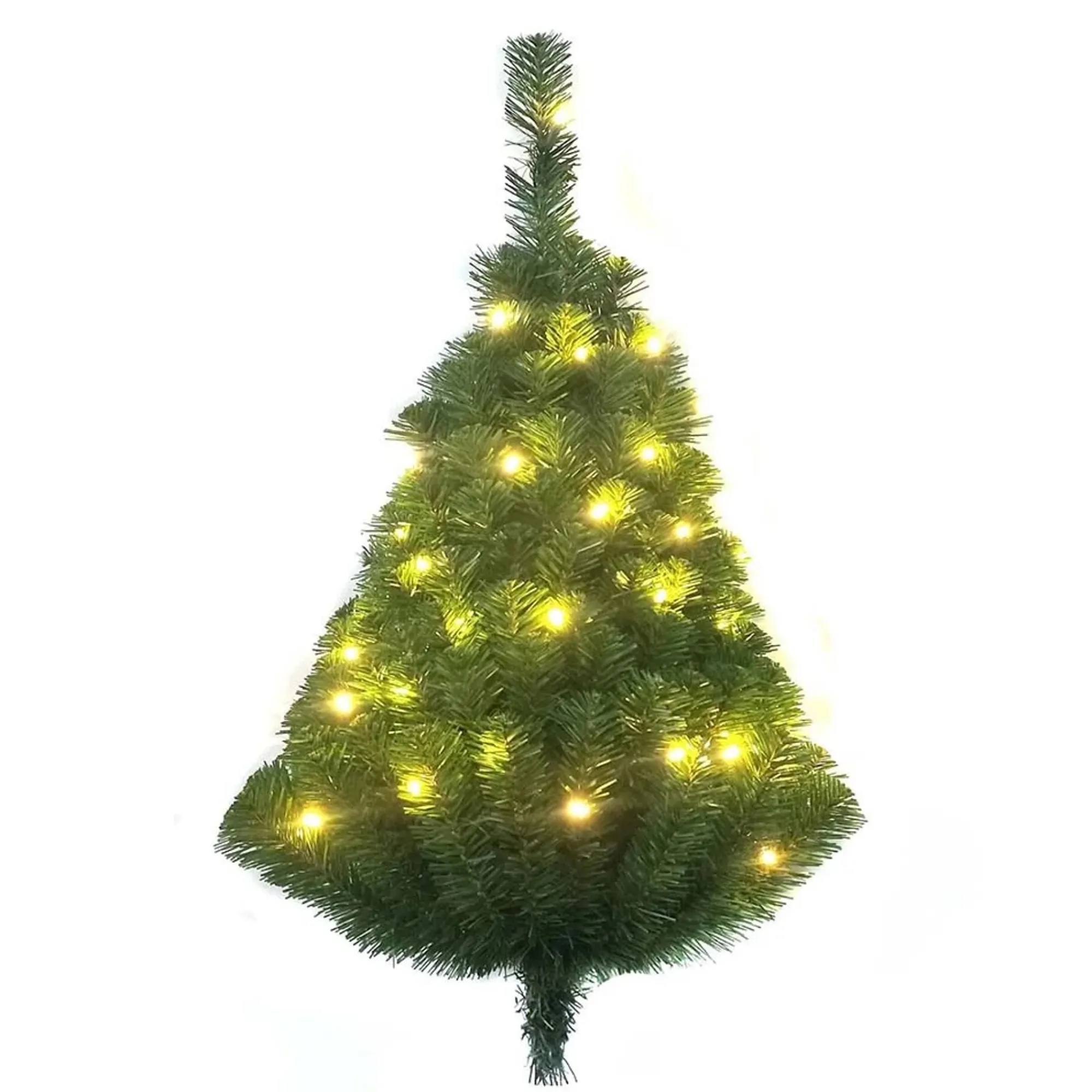 KSA Wall Trees-2.5' Pre-Lit Norway Pine Artificial Christmas Wall Tree, Warm White Led Lights