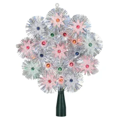 Northlight Stars-8" Pre-Lit Silver Retro Starburst Christmas Tree Topper - Multicolor Lights