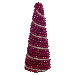 Contemporary Home Living Unlit-1.25' Red And Brown Christmas Berries Tree Wrapped By Twine - Unlit