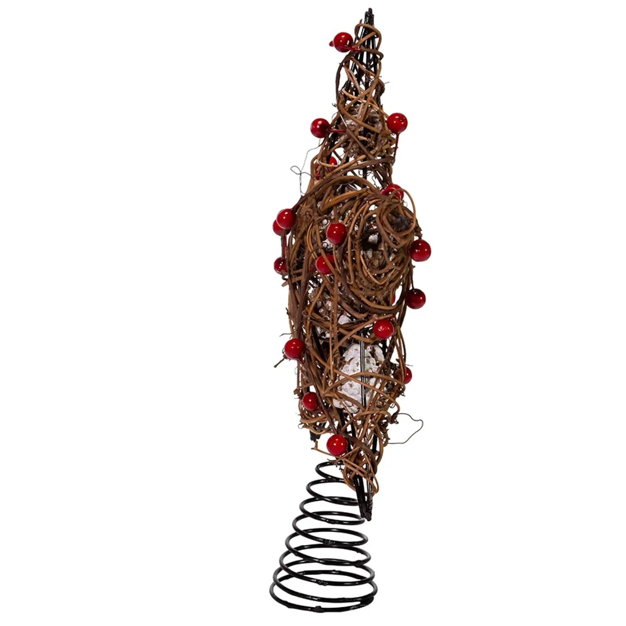 KSA Stars-20" Red And Brown Star With Berries And Pinecone Christmas Tree Topper, Unlit