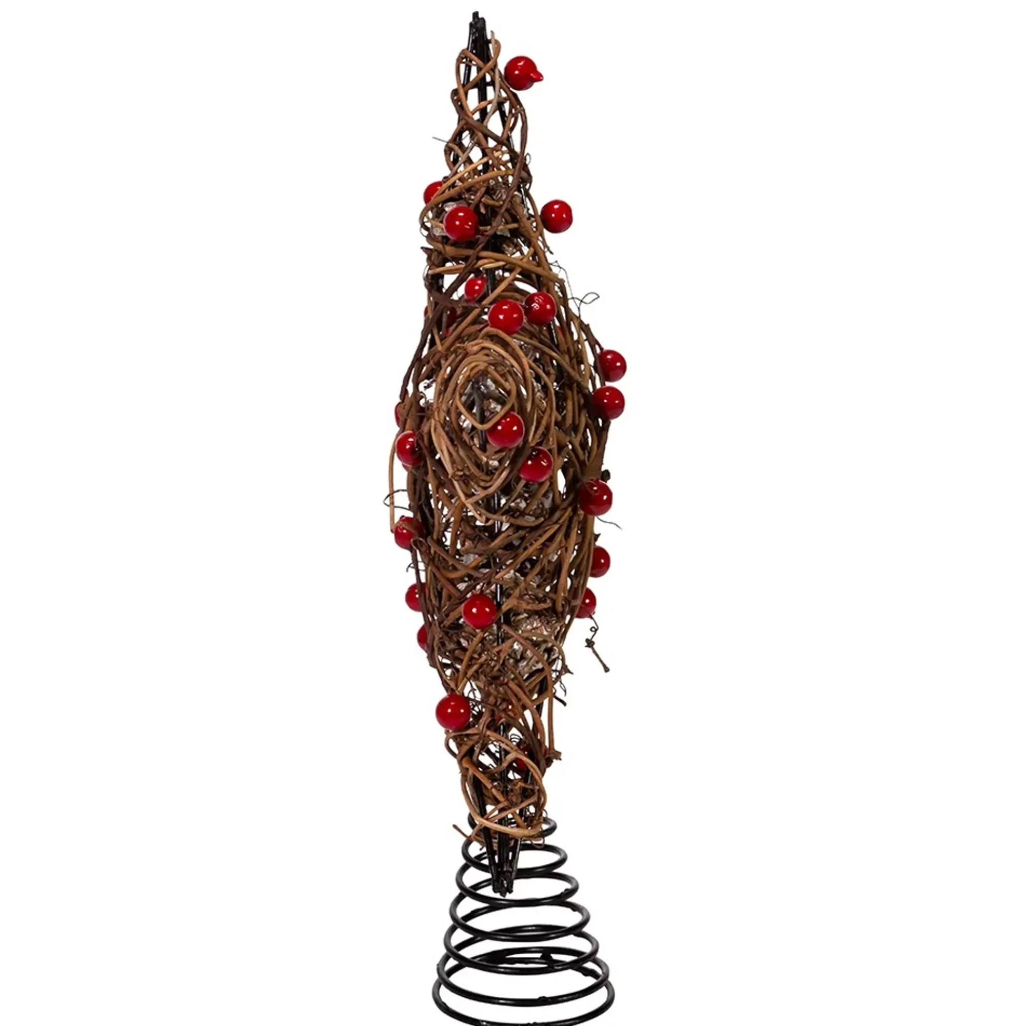 KSA Stars-20" Red And Brown Star With Berries And Pinecone Christmas Tree Topper, Unlit
