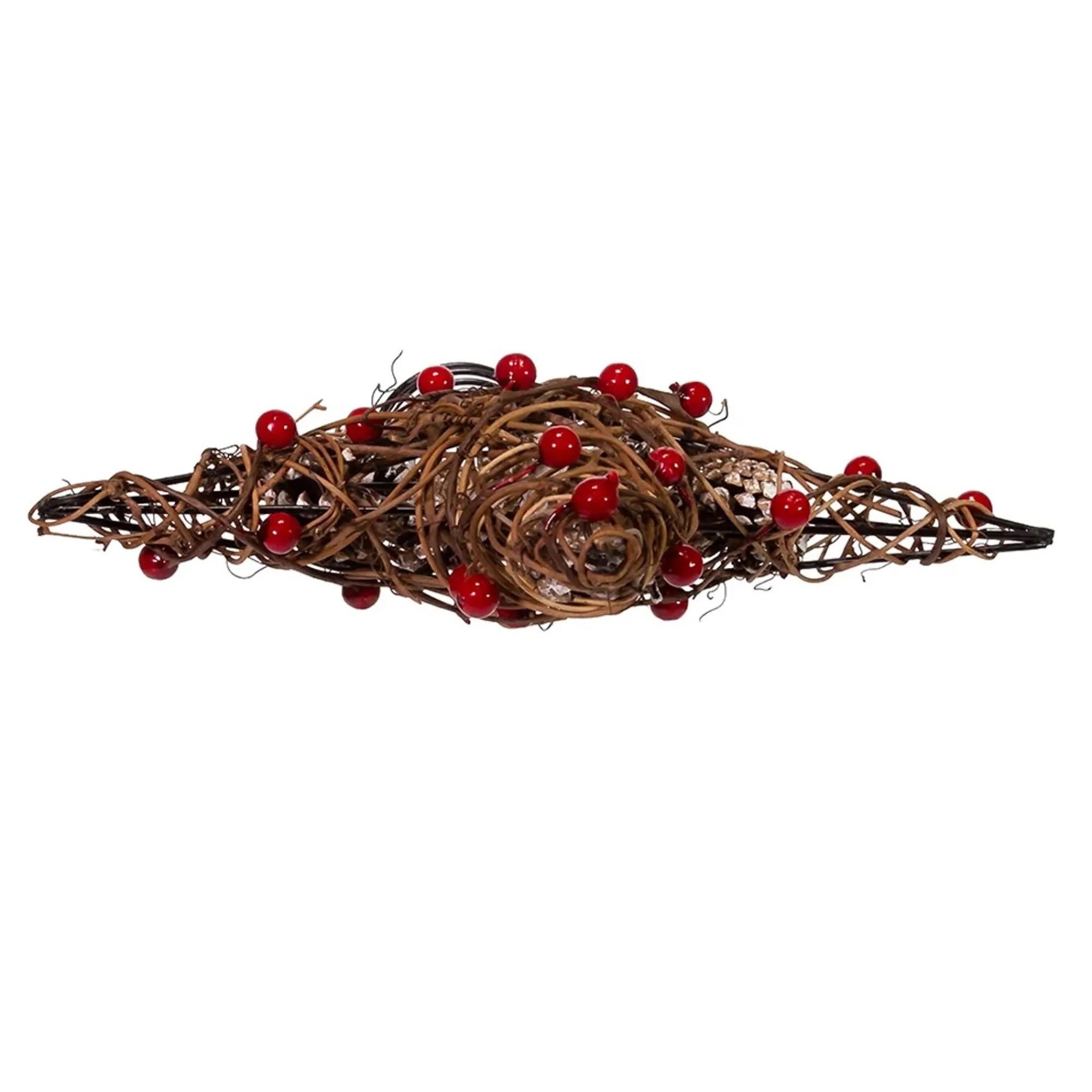 KSA Stars-20" Red And Brown Star With Berries And Pinecone Christmas Tree Topper, Unlit