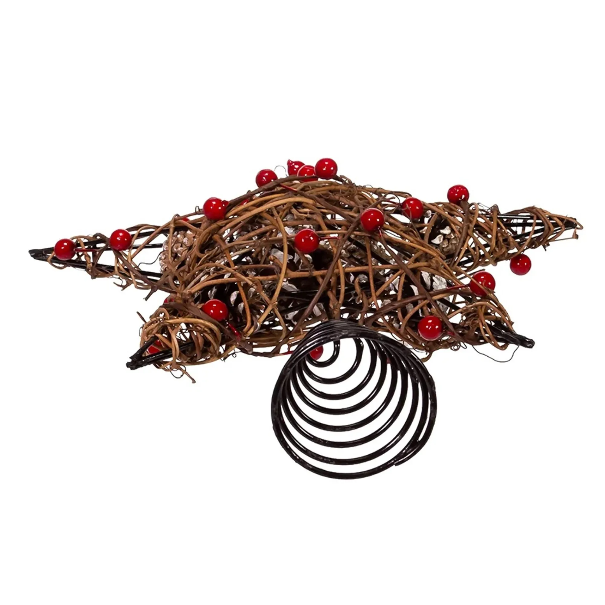 KSA Stars-20" Red And Brown Star With Berries And Pinecone Christmas Tree Topper, Unlit