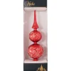 christmas by krebs Finials-13" Red And Gold Floral Glitter Lace Shiny Glass Finial Christmas Tree Topper - Unlit