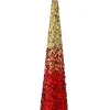 Contemporary Home Living Unlit-24" Red And Gold Sequin Cone Tree Tabletop Decor