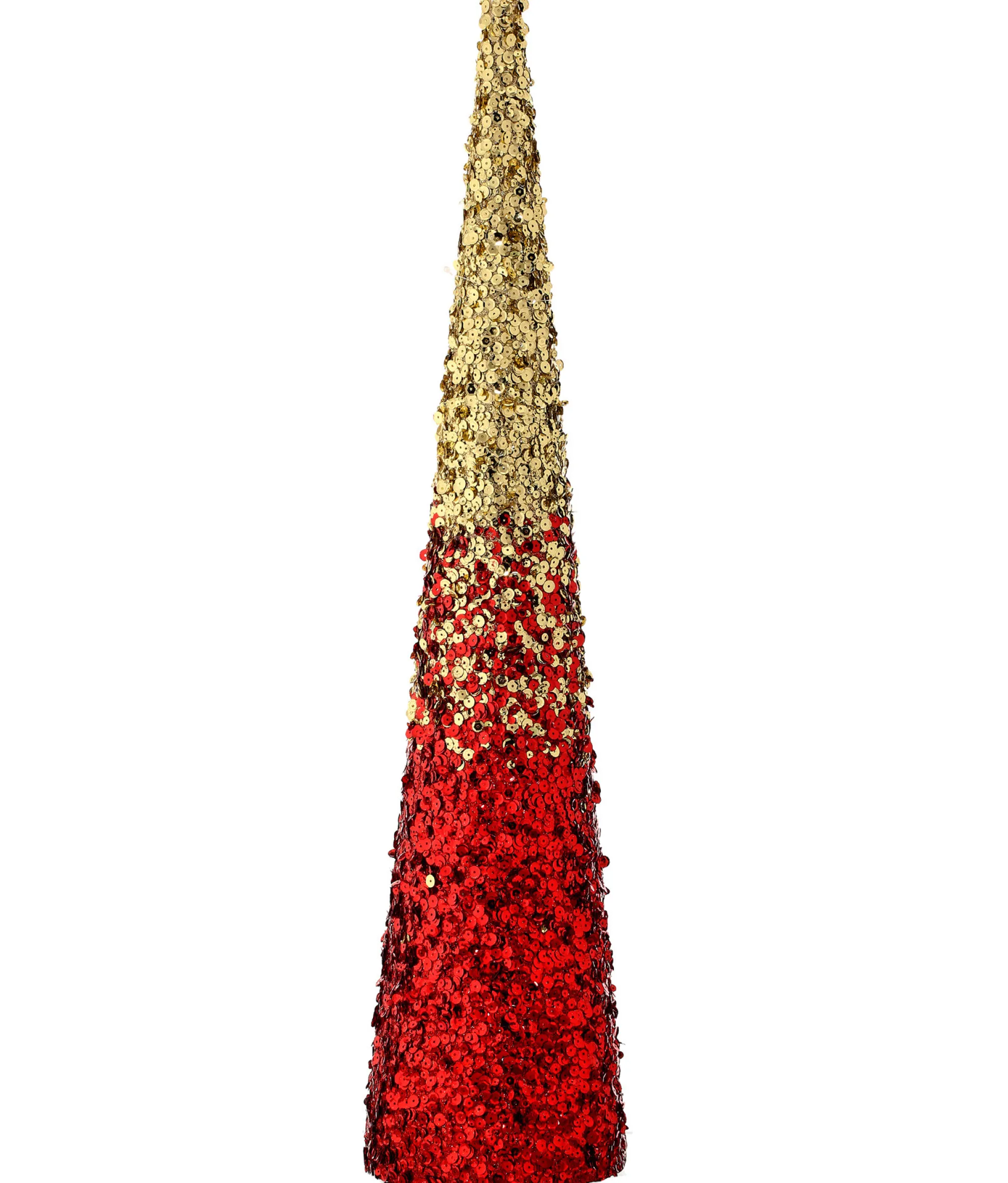 Contemporary Home Living Unlit-24" Red And Gold Sequin Cone Tree Tabletop Decor