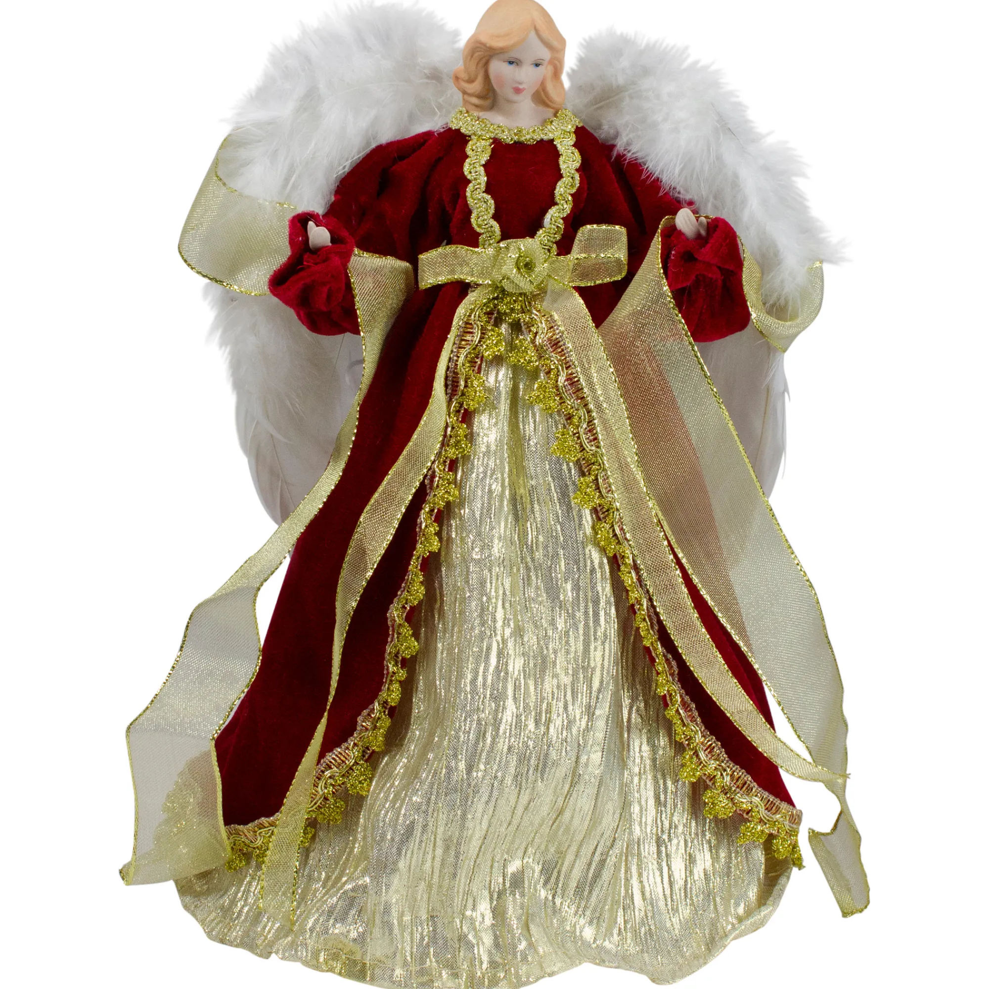 Northlight Angels-14" Red And Gold Traditional Angel Christmas Tree Topper - Unlit