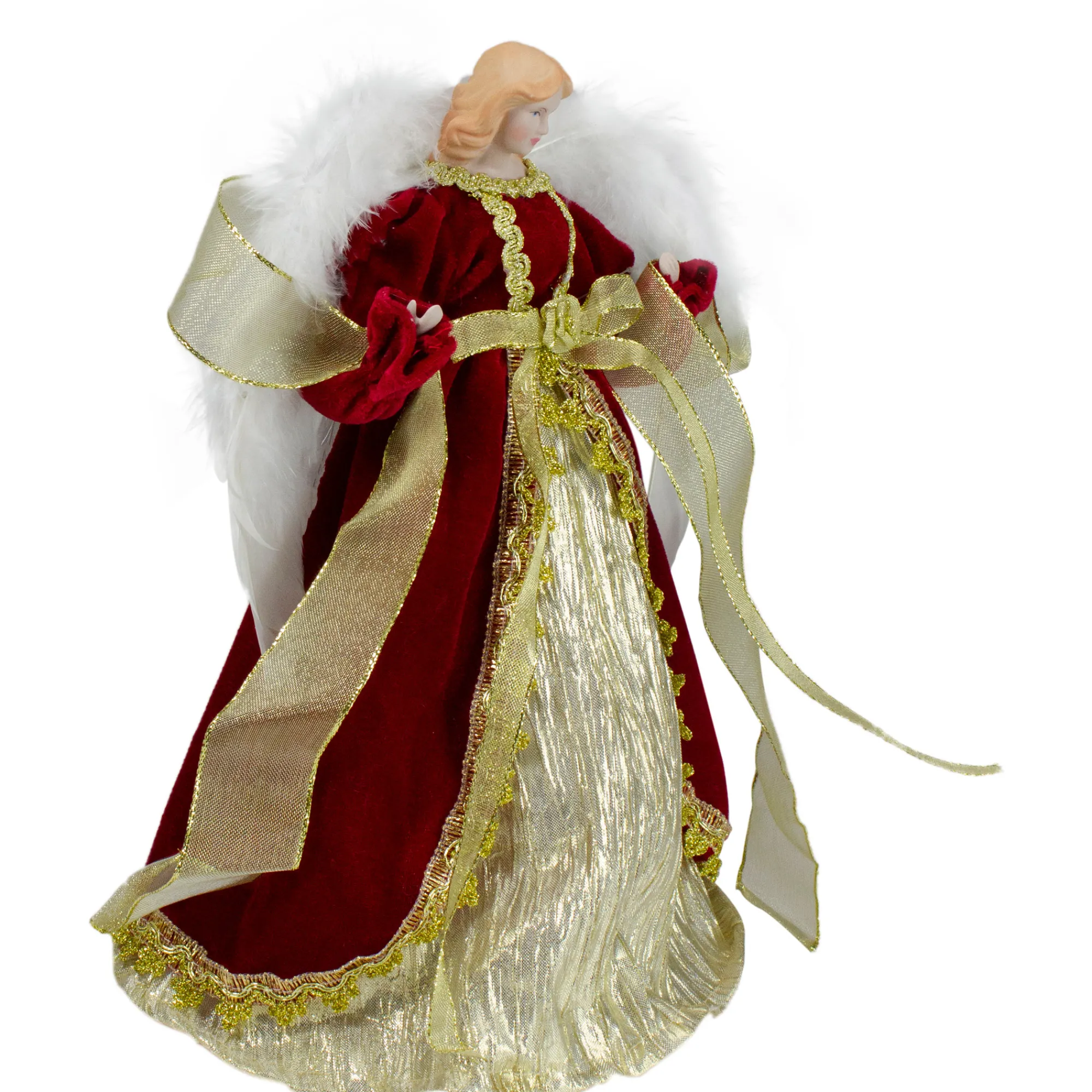 Northlight Angels-14" Red And Gold Traditional Angel Christmas Tree Topper - Unlit