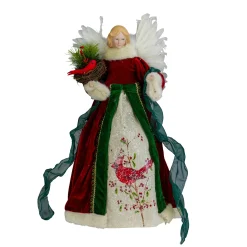 Roman Angels-18" Red And Green Cardinal Angel Christmas Tree Topper- Unlit