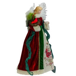 Roman Angels-18" Red And Green Cardinal Angel Christmas Tree Topper- Unlit