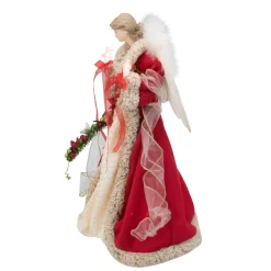 Kurt Adler Angels-16" Red And Ivory Poinsettia Angel Christmas Tree Topper - 33752004