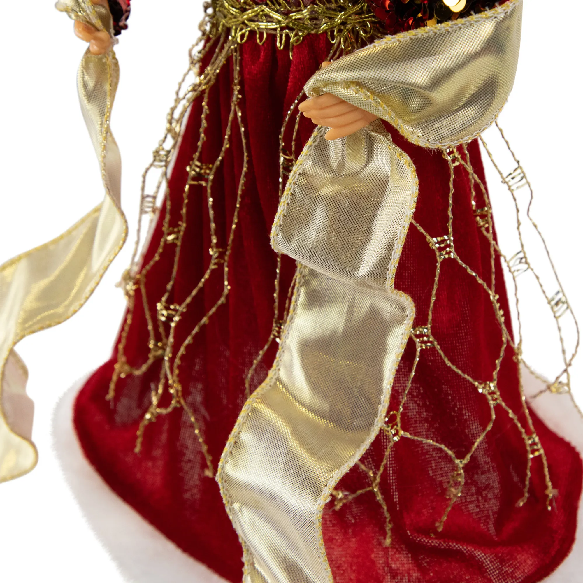 Northlight Angels-12" Red And Metallic Gold Angel Christmas Tree Topper, Unlit