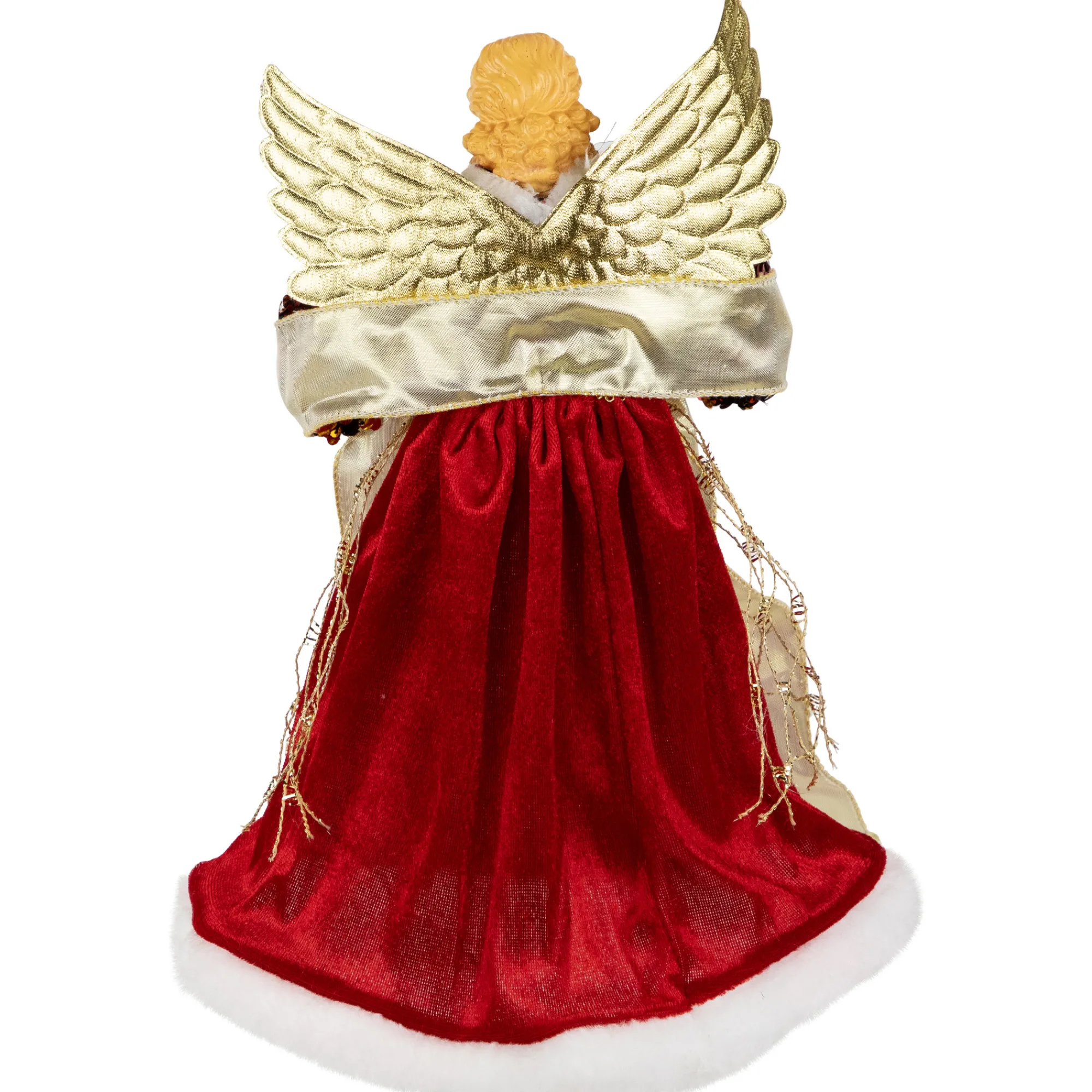 Northlight Angels-12" Red And Metallic Gold Angel Christmas Tree Topper, Unlit