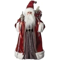 Roman Santa Claus-18" Red And White Santa With Gift Sack Christmas Tree Topper, Unlit