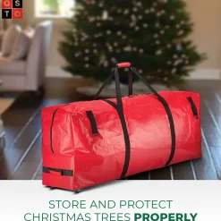 osto Tree Storage-48" Red Artificial Christmas Tree Storage Bag With Wheels