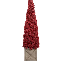 Allstate Topiaries-50" Red Berry Cone Potted Christmas Topiary