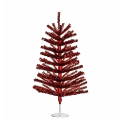 KSA Unlit-1.5' Red Foil Miniature Artificial Christmas Tree Tabletop Decoration, Unlit