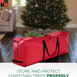 osto Tree Storage-48" Red Rectangular Tear Resistant Artificial Christmas Tree Storage Bag