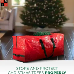 osto Tree Storage-55" Red Waterproof Rolling Artificial Christmas Tree Storage Bag